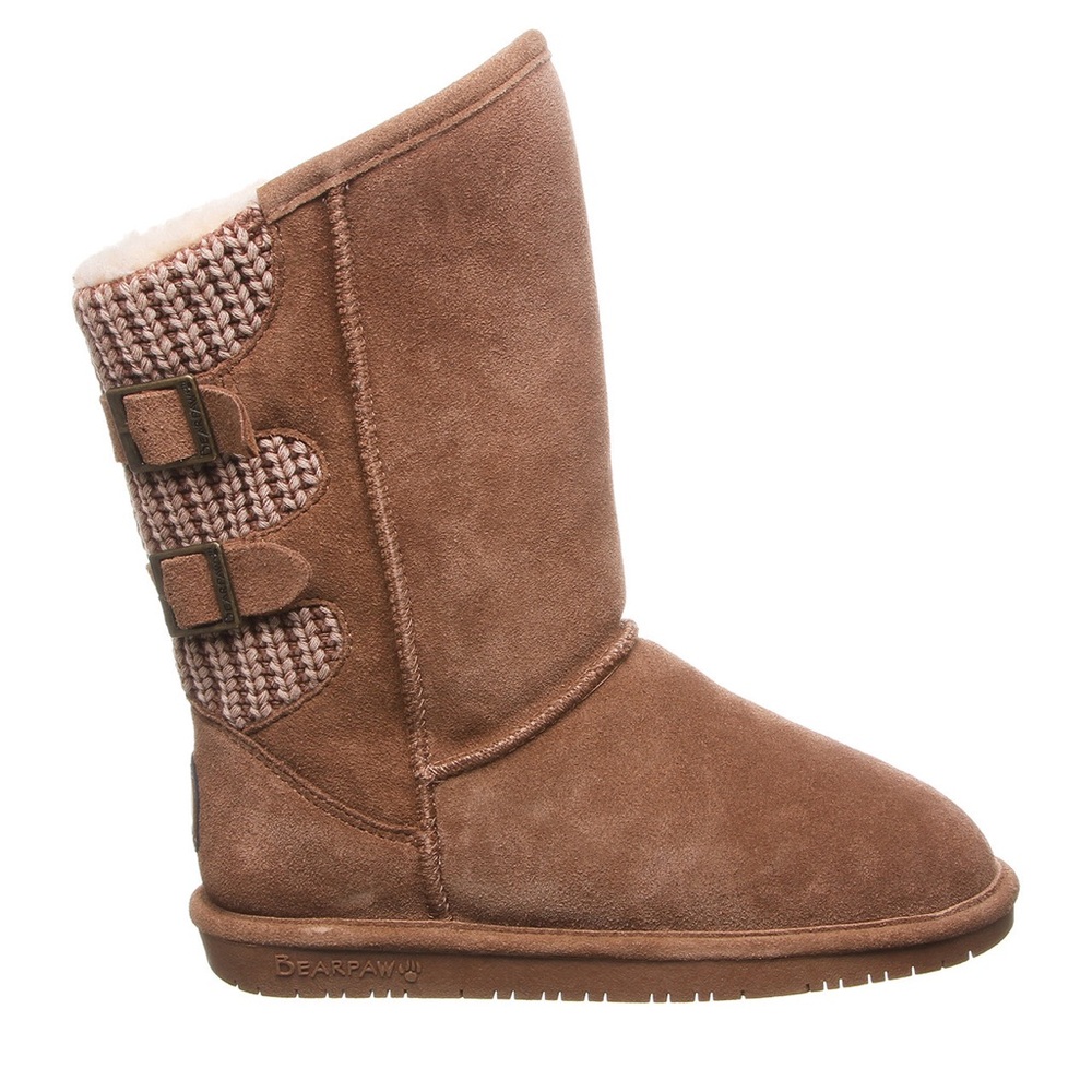 Bearpaw Boshie Hickory Suede and Knit Back Kids Winter Boot-Size 4